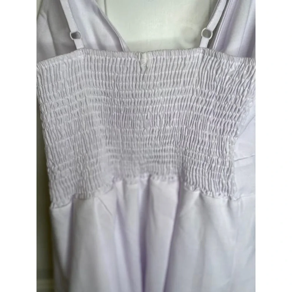 ECOWISH Women Summer White Tie Front V-Neck Dress Medium NEW‎